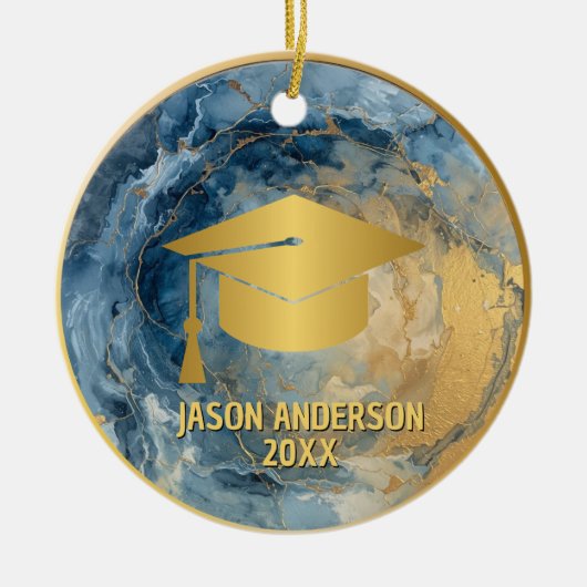Gold and Blue Custom Graduation Ornament (Voorkant)