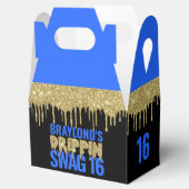 Gold and Blue Drippin Swag 16 Birthday Bedankdoosjes (Geopend)