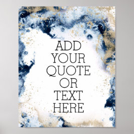 Gold and Blue painted  Personalized Quote Poster