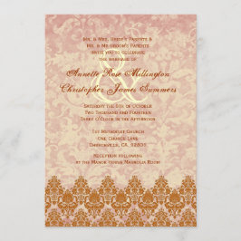 Gold and Blush Lace en Grunge Damask Wedding V01 Kaart
