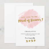 Gold and Blush Wil jij mijn Maid of Honor zijn? Kaart (Voorkant / Achterkant)