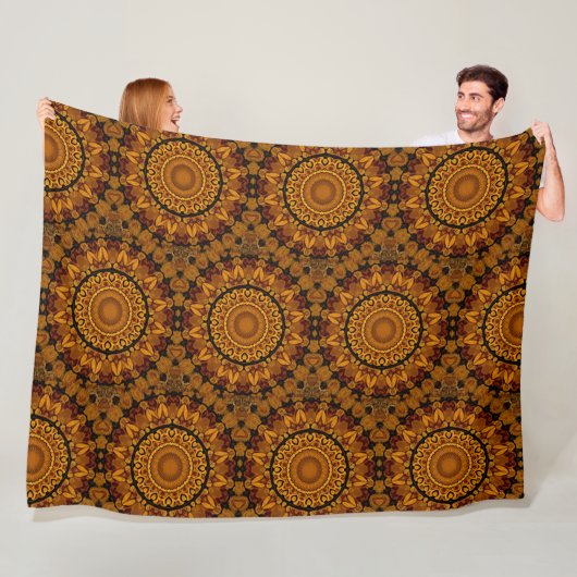 Gold and Brown Fleece Blanket (In situ)