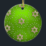 Gold and Crystal Star of David Green Hanukkah Keramisch Ornament<br><div class="desc">Holiday themed items designed by Umua. Printed and shipped by Zazzle or their affiliates.</div>