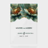 Gold and Emerald Green Poppy Acrylic Sign Acryl Bord (Voorkant)