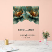 Gold and Emerald Green Poppy Acrylic Sign Acryl Bord (Huwelijk)