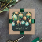 Gold and Green Christmas Ornaments Vierkante Sticker