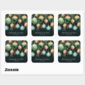Gold and Green Christmas Ornaments Vierkante Sticker (Vel)