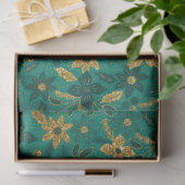 Gold and Green Christmas Poinsettia Flowers Tissuepapier (Geschenk)