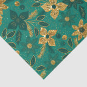 Gold and Green Christmas Poinsettia Flowers Tissuepapier (Detail)