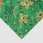 Gold and Green Christmas Poinsettia Flowers Tissuepapier (Detail)