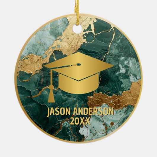 Gold and Green Custom Graduation Ornament (Achterkant)