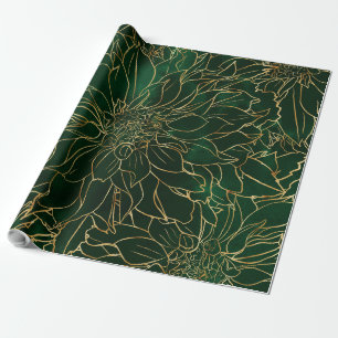 Gold and Green Dahlia Flower Cadeaupapier