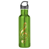 Gold and Green Musical Note Water Bottle Waterfles (Voorkant)