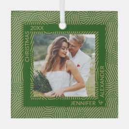 Gold and Green Photo Glas Ornament