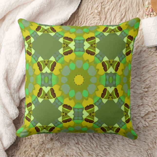 Gold and Green Throw Pillow Kussen (Deken)