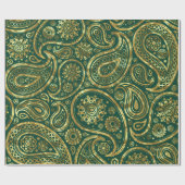 Gold and green tone paisley pattern cadeaupapier (Vlak)