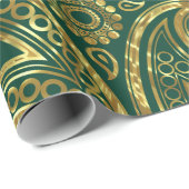 Gold and green tone paisley pattern cadeaupapier (Rol Hoek)