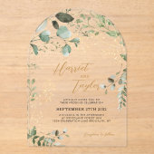 Gold and Greenery Eucalyptus Wedding Arch Acryl Uitnodigingen (Voorkant)