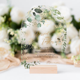 Gold and Greenery Eucalyptus Wedding Arch Acryl Uitnodigingen