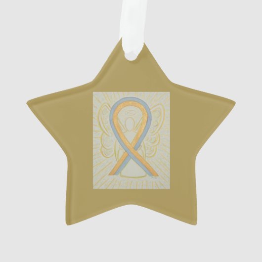 Gold and Grey Awareness Ribbon Angel Ornament (achterkant)