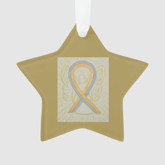 Gold and Grey Awareness Ribbon Angel Ornament (voorkant)
