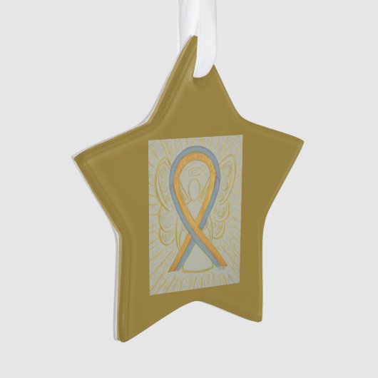 Gold and Grey Awareness Ribbon Angel Ornament (voorkant)