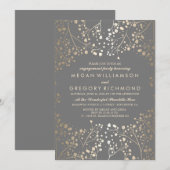 Gold and Grey Baby's Breath Engagement Party Kaart (Voorkant / Achterkant)