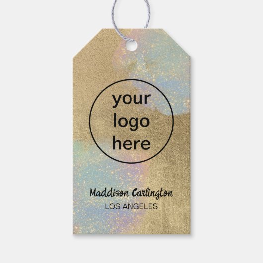 Gold And iridescent Glitter Texture Cadeaulabel (Voorkant)