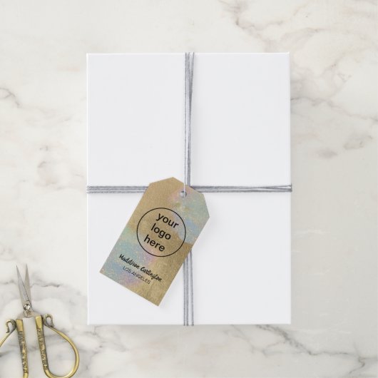 Gold And iridescent Glitter Texture Cadeaulabel (Met Touw)