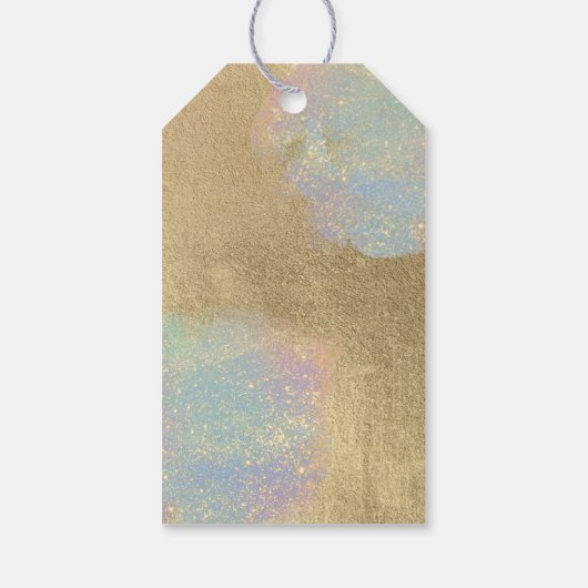 Gold And iridescent Glitter Texture Cadeaulabel (Achterkant)