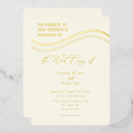 Gold and Ivory Minimalist Wedding Invitation Folie Uitnodiging