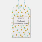 Gold and Mint Green Confetti Birthday Party Cadeaulabel (Voorkant)