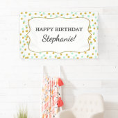 Gold and Mint Green Confetti Birthday Party Spandoek (Insitu)