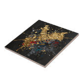 Gold And Navy Abstract Splash Modern Luxury Art Tegeltje (Zijkant)