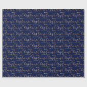 Gold and Navy Blue Merry Christmas Word Art Cadeaupapier (Vlak)