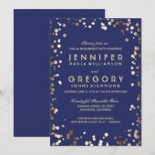 Gold and Navy Confetti Engagement Party Kaart (Voorkant / Achterkant)