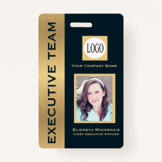 Gold and Navy Creative Employee ID Badge