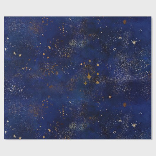 Gold and Navy Stars Cadeaupapier (Vlak)