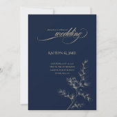 Gold and Navy Wedding Invitation Kaart (Voorkant)