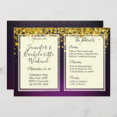 Gold and Paarse Bachelorette Weekend Party Kaart (Voorkant / Achterkant)