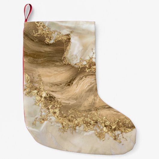 Gold and Pearl - Splatter and flow Kleine Kerstsok (Voorkant)