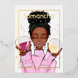 Gold and Pink Birthday Party Folie Uitnodiging