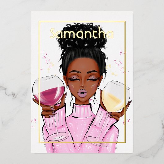 Gold and Pink Birthday Party Folie Uitnodiging (Voorkant)