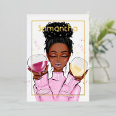 Gold and Pink Birthday Party Folie Uitnodiging (Staand Voorkant)