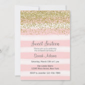 Gold and Pink Birthday Uitnodiging (Voorkant)