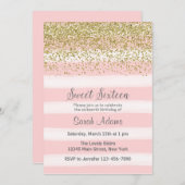 Gold and Pink Birthday Uitnodiging (Voorkant / Achterkant)