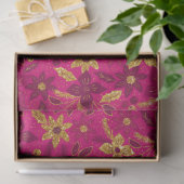 Gold and Pink Christmas Poinsettia Flowers Tissuepapier (Geschenk)