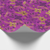 Gold and Purple Christmas Poinsettia Flowers Cadeaupapier (Hoek)