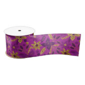 Gold and Purple Christmas Poinsettia Flowers Satijnen Lint (Spoel)