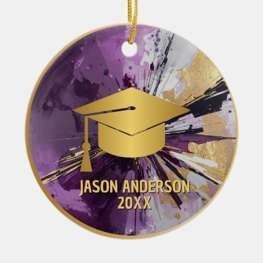 Gold and Purple Custom Graduation Ornament (Voorkant)